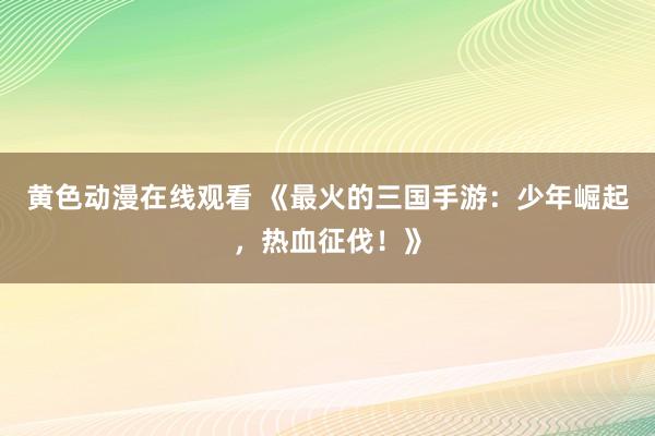 黄色动漫在线观看 《最火的三国手游：少年崛起，热血征伐！》