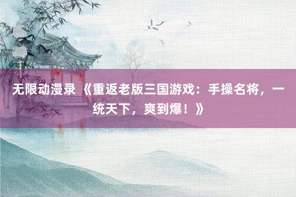 无限动漫录 《重返老版三国游戏：手操名将，一统天下，爽到爆！》